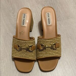 Steve Madden Tan Mules with Woven Upper